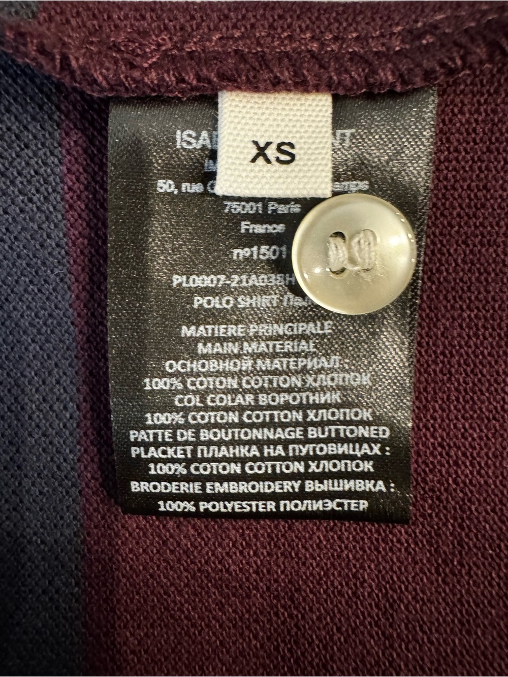 Men's Long Sleeve - Isabel Marant - Navy & Burgundy - Polo - Picture 9 of 9